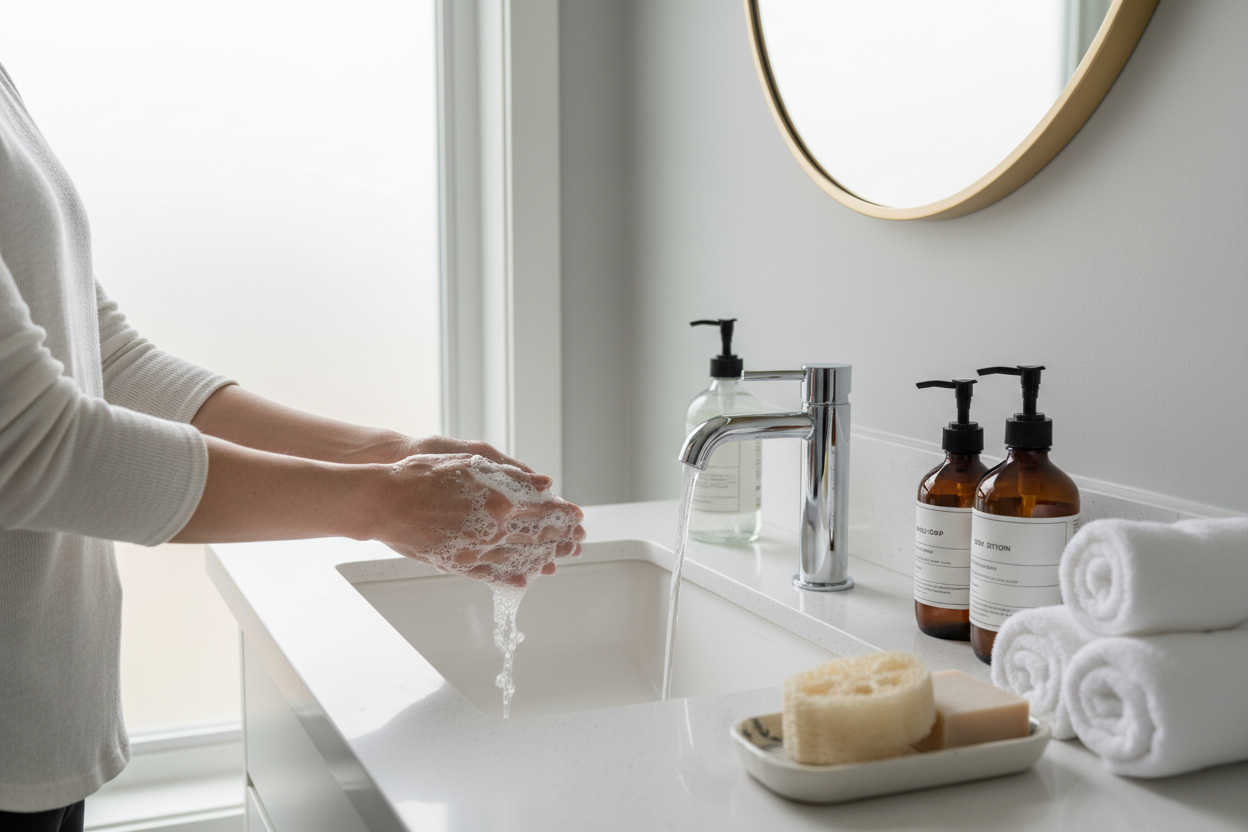 Hygiene mit Mensch und Handseife