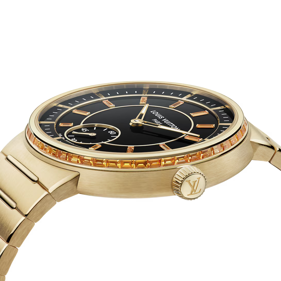 Tambour, Automatikuhrwerk, 40 mm, Gelbgold, Onyx, Saphire