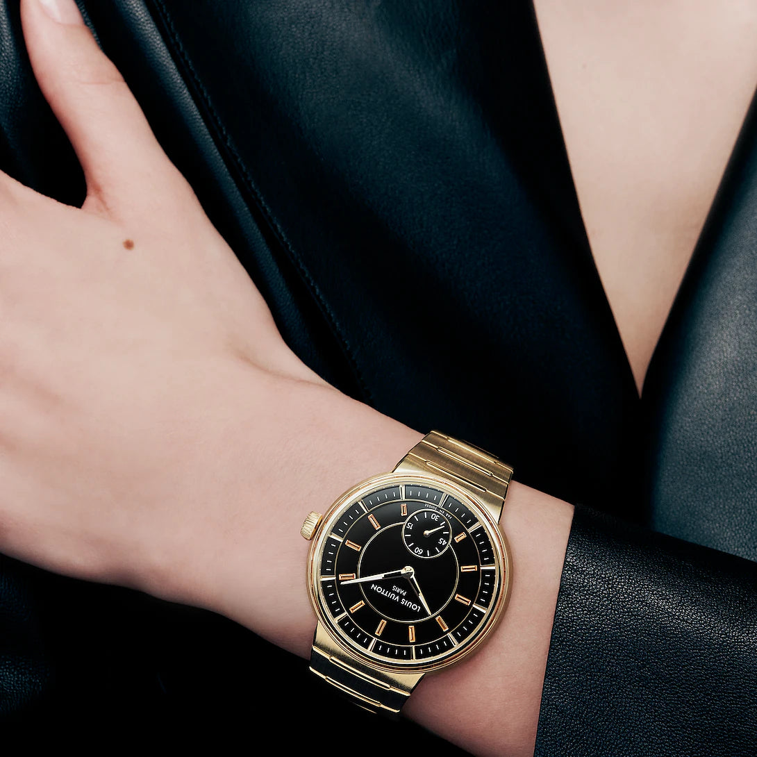 Tambour, Automatikuhrwerk, 40 mm, Gelbgold, Onyx, Saphire
