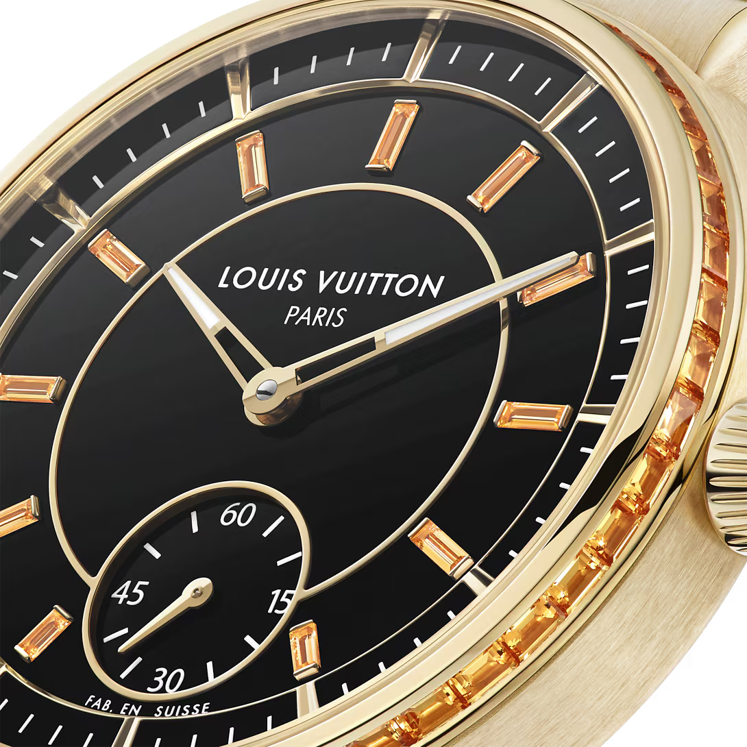 Tambour, Automatikuhrwerk, 40 mm, Gelbgold, Onyx, Saphire
